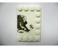 Tile, Modified 4 x 6 with Studs on Edges with Deep Sea Scuba Diver Right Half Pattern