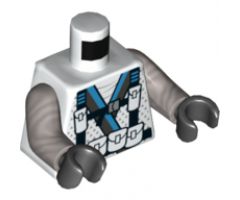 Torso Pouches, Straps and Backpack over Ninjago Robe with Blue Stripe Pattern / Flat Silver Arms / Black Hands
