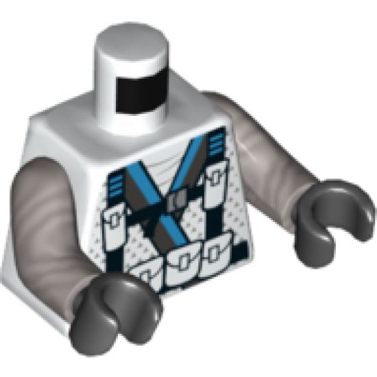 Torso Pouches, Straps and Backpack over Ninjago Robe with Blue Stripe Pattern / Flat Silver Arms / Black Hands