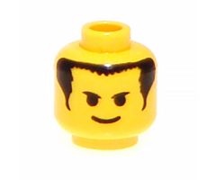Minifigure, Head Male Smile, Black Eyebrows, Short Bangs and Long Hair Pattern - Blocked Open Stud