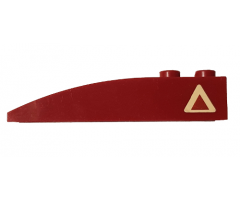 Slope, Curved 6 x 1 with Dark Red Triangle with Tan Border Pattern Model Right Side (Sticker) - Set 7296