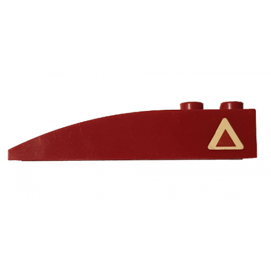 Slope, Curved 6 x 1 with Dark Red Triangle with Tan Border Pattern Model Right Side (Sticker) - Set 7296