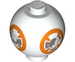 Brick, Round 2 x 2 Sphere with Stud / Robot Body with BB-8 Droid Pattern