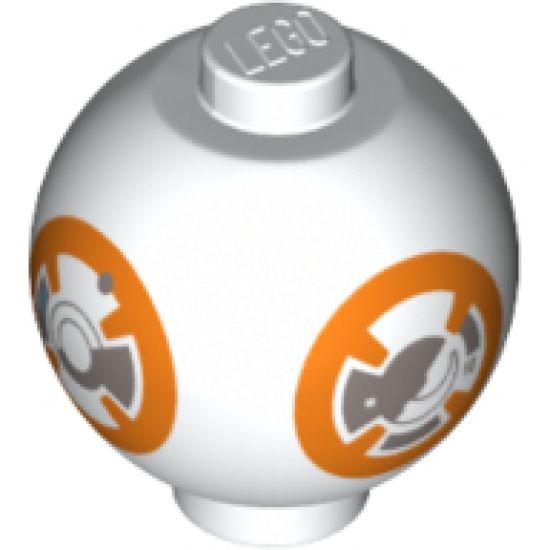 Brick, Round 2 x 2 Sphere with Stud / Robot Body with BB-8 Droid Pattern