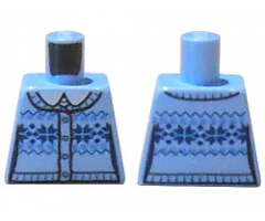 Torso Fair Isle Sweater Front and Back with White Shirt Collar and 4 Buttons Pattern