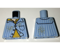Torso Pajamas with Vertical Blue Stripes, Yellow Undershirt and Spots Pattern