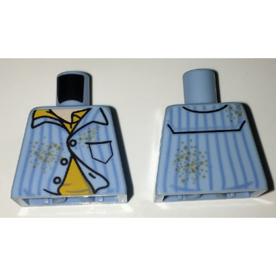 Torso Pajamas with Vertical Blue Stripes, Yellow Undershirt and Spots Pattern