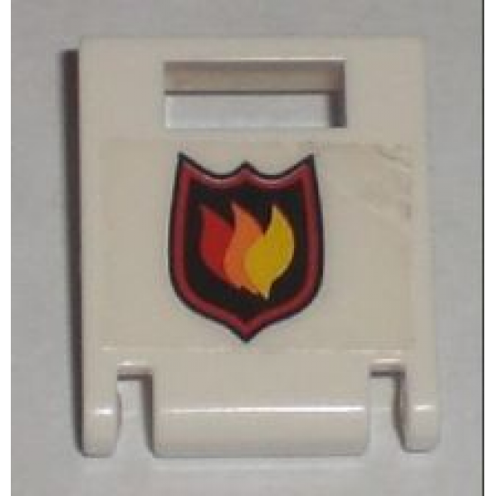 Container Box 2 x 2 x 2 Door with Slot and City Fire Logo Badge Pattern (Sticker) - Set 7238