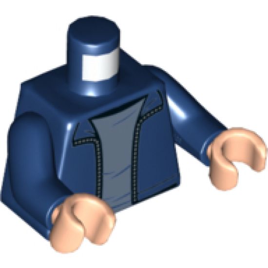 Torso Jacket with Silver Zipper and Sand Blue Shirt Pattern / Dark Blue Arms / Light Nougat Hands