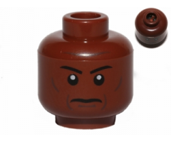 Minifigure, Head Grim Face with Cheek Lines, Thin Eyebrows and White Pupils Pattern - Blocked Open Stud