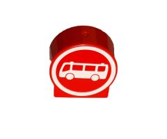 Duplo, Brick 1 x 3 x 2 Round Top Road Sign with White Bus in White Circle Pattern
