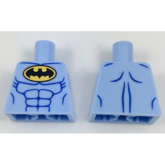 Torso Batman Logo in Yellow Oval with Blue Muscles Pattern