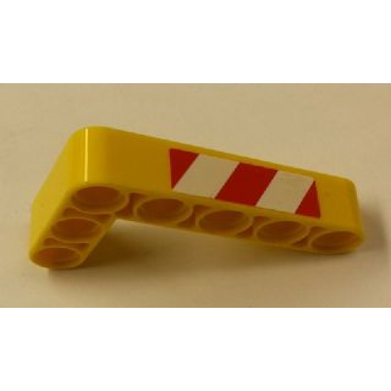 Technic, Liftarm 3 x 5 L-Shape Thick with Red and White Danger Stripes Pattern Model Right Side (Sticker) - Set 42006