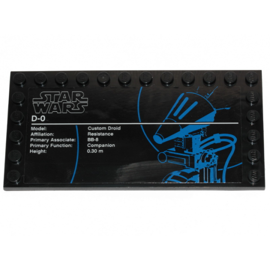 Tile, Modified 6 x 12 with Studs on Edges with Star Wars Logo and 'D-O' Pattern (Sticker) - Set 75278