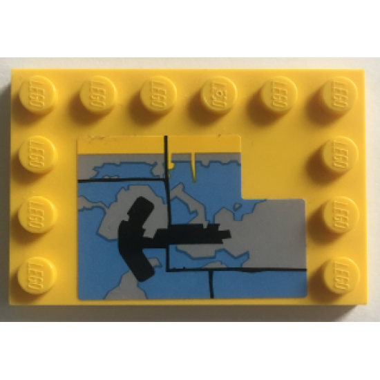 Tile, Modified 4 x 6 with Studs on Edges with Worn Paint Blue and Black Pattern (Sticker) - Set 75157