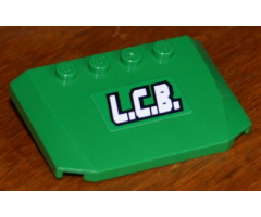 Wedge 4 x 6 x 2/3 Triple Curved with White 'L.C.B.' Pattern (Sticker) - Set 7998