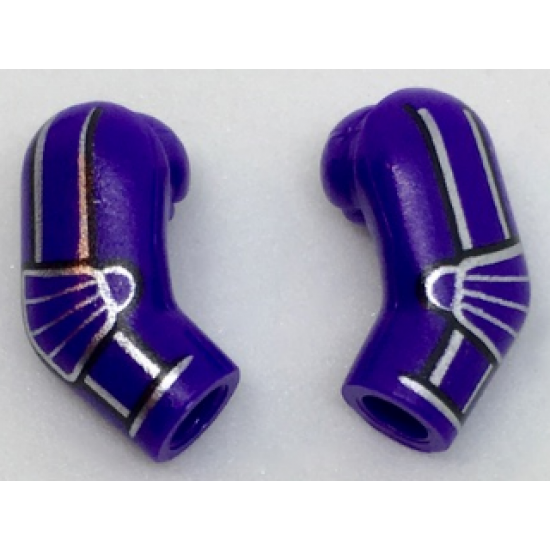 Arm, (Matching Left and Right) Pair with Silver Stripes and Elbow Pad Pattern