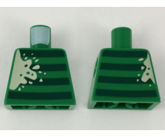 Torso, 4 Dark Green Stripes, Large Tan Splotch on Left Side Pattern