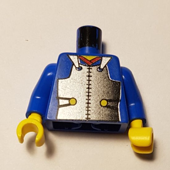 Torso Castle Ninja Armor Plate, Red Collar Pattern (Samurai) / Blue Arms / Yellow Hands
