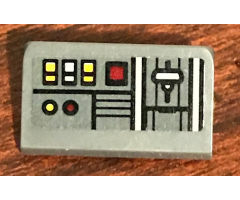 Slope 30 1 x 2 x 2/3 with SW Control Panel with Red, White and Yellow Square Buttons Pattern (Sticker) - Set 75158