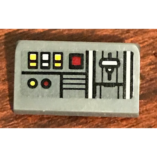 Slope 30 1 x 2 x 2/3 with SW Control Panel with Red, White and Yellow Square Buttons Pattern (Sticker) - Set 75158