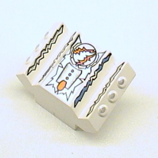 Brick, Modified 2 x 2 No Studs, Sloped with Angled Side Block Extensions and Freeze Pattern (Set 4579)