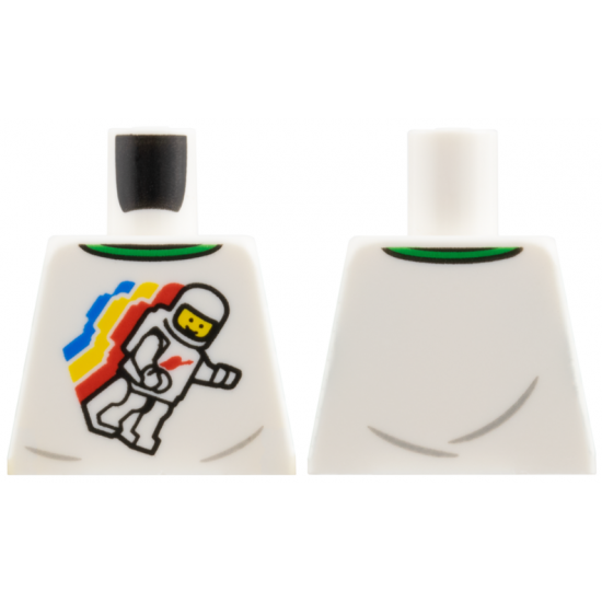 Torso Classic Space Minifigure Floating with Light Bluish Gray Wrinkles and Back Print Pattern