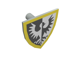 Minifigure, Shield Triangular with Black Falcon and Yellow Border Pattern