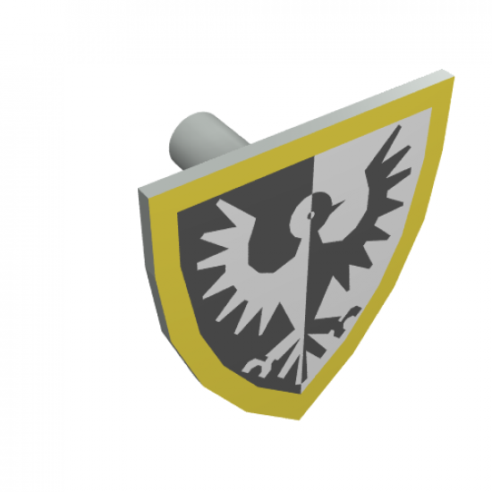 Minifigure, Shield Triangular with Black Falcon and Yellow Border Pattern