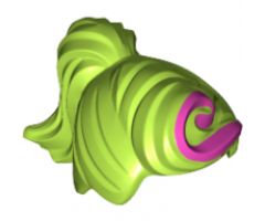 Minifigure, Hair Female Ponytail and Fringe with Dark Pink Swirl Pattern