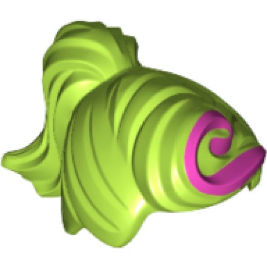 Minifigure, Hair Female Ponytail and Fringe with Dark Pink Swirl Pattern