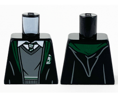 Torso Robe with Dark Green Hem and Slytherin Logo, White Shirt Collar and Dark Bluish Gray Sweater Pattern