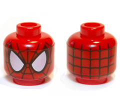 Minifigure, Head Alien with Spider-Man Black Web and Large White Eyes Pattern - Blocked Open Stud