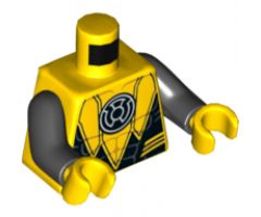 Torso Suit Serrated with Muscles Outline and White Sinestro Logo Pattern / Black Arms / Yellow Hands