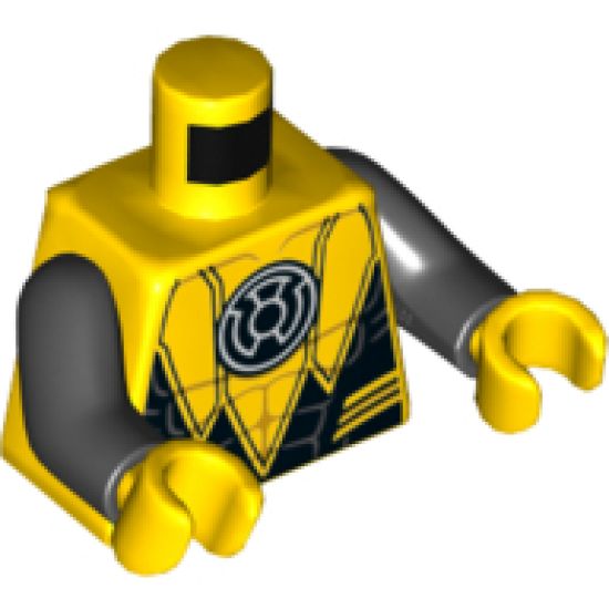Torso Suit Serrated with Muscles Outline and White Sinestro Logo Pattern / Black Arms / Yellow Hands