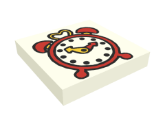 Tile 2 x 2 with Fabuland Alarm Clock Pattern