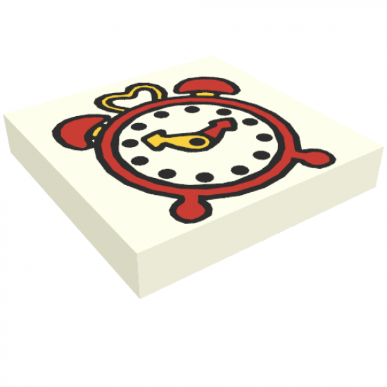 Tile 2 x 2 with Fabuland Alarm Clock Pattern