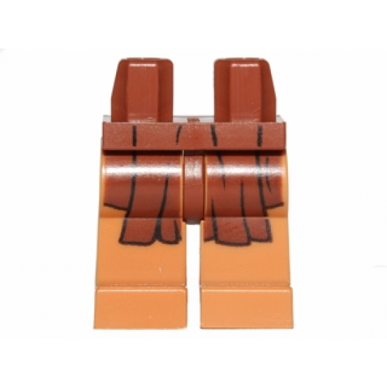 Hips and Medium Nougat Legs with Reddish Brown SW Jedi Robe Pattern