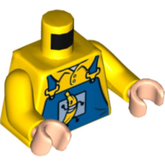 Torso Overalls Blue with Running Banana and 'Banana Co.' on Reverse Pattern / Yellow Arms / Light Nougat Hands