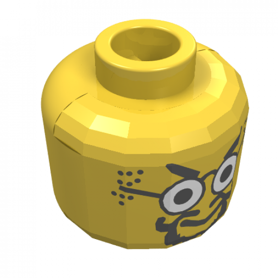 Minifigure, Head Glasses with Goatee Pattern - Blocked Open Stud