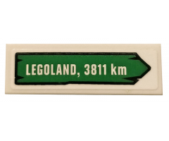 Tile 1 x 3 with 'LEGOLAND, 3811 km' on Green Road Sign Pattern (Sticker) - Set 40353
