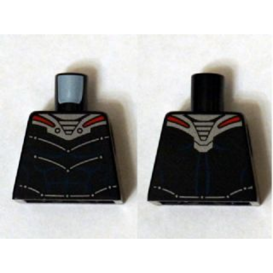 Torso Armor Silver and Red with Blue Muscles Pattern (Black Manta)