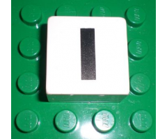 Duplo, Tile 2 x 2 x 1 with Black Capital Letter I Pattern