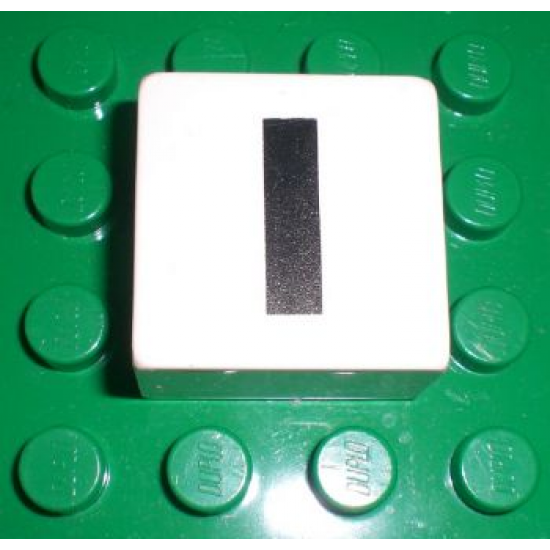 Duplo, Tile 2 x 2 x 1 with Black Capital Letter I Pattern