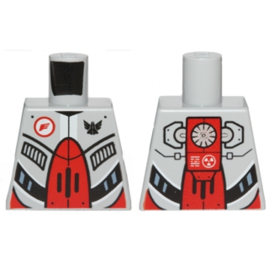 Torso Galaxy Squad Robot with Red and Plack Plates, Radiator Pattern on Back