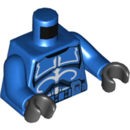 Torso SW Armor Clone Trooper with White Senate Commando Captain Markings with Belt with Pockets Pattern / Blue Arms / Black Hands
