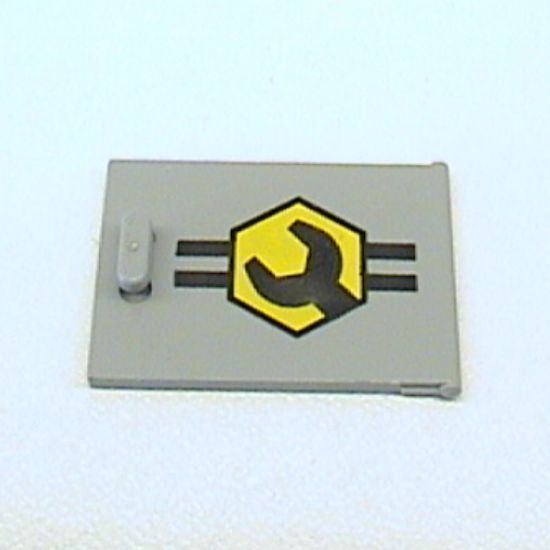 Container Cupboard 2 x 3 x 2 Door with Black and Yellow Lines, Hexagon and Wrench Pattern