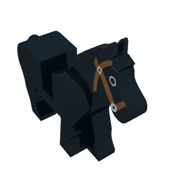 Horse with Black Eyes Circled with White, Brown Bridle Pattern