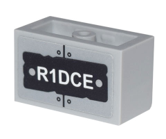 Panel 1 x 2 x 1 with Rounded Corners and 2 Sides with 'R1DCE' and Metal Plates and Rivets Pattern (Sticker) - Set 70840