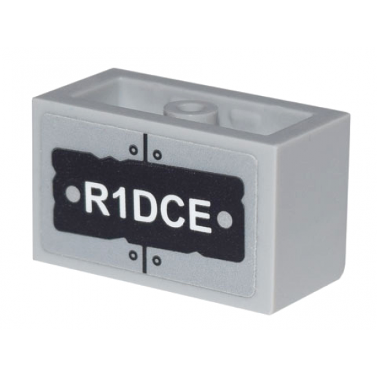 Panel 1 x 2 x 1 with Rounded Corners and 2 Sides with 'R1DCE' and Metal Plates and Rivets Pattern (Sticker) - Set 70840